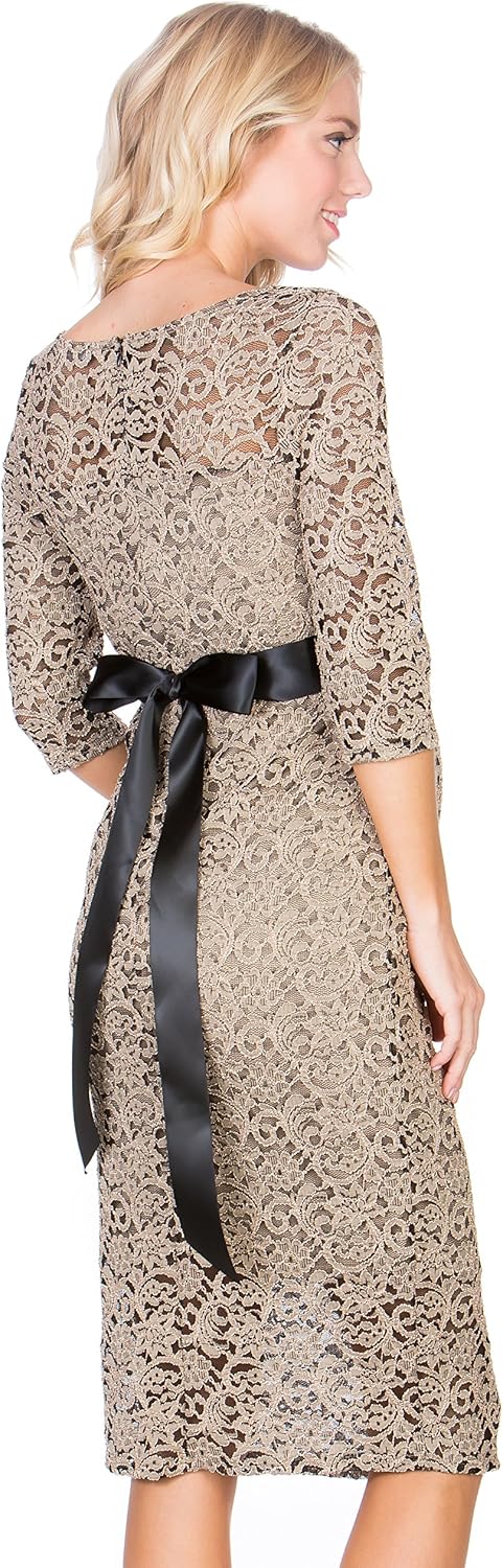 My Bump Women's Premium Lace Baby Shower Party Knee Length Maternity Dress at  Women’s Clothing store