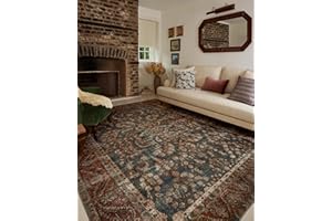 Loloi Chris Loves Julia Jules Collection JUL-10 Ocean/Spice 2'-3" x 3'-9", .13" Pile Height, Area Rug