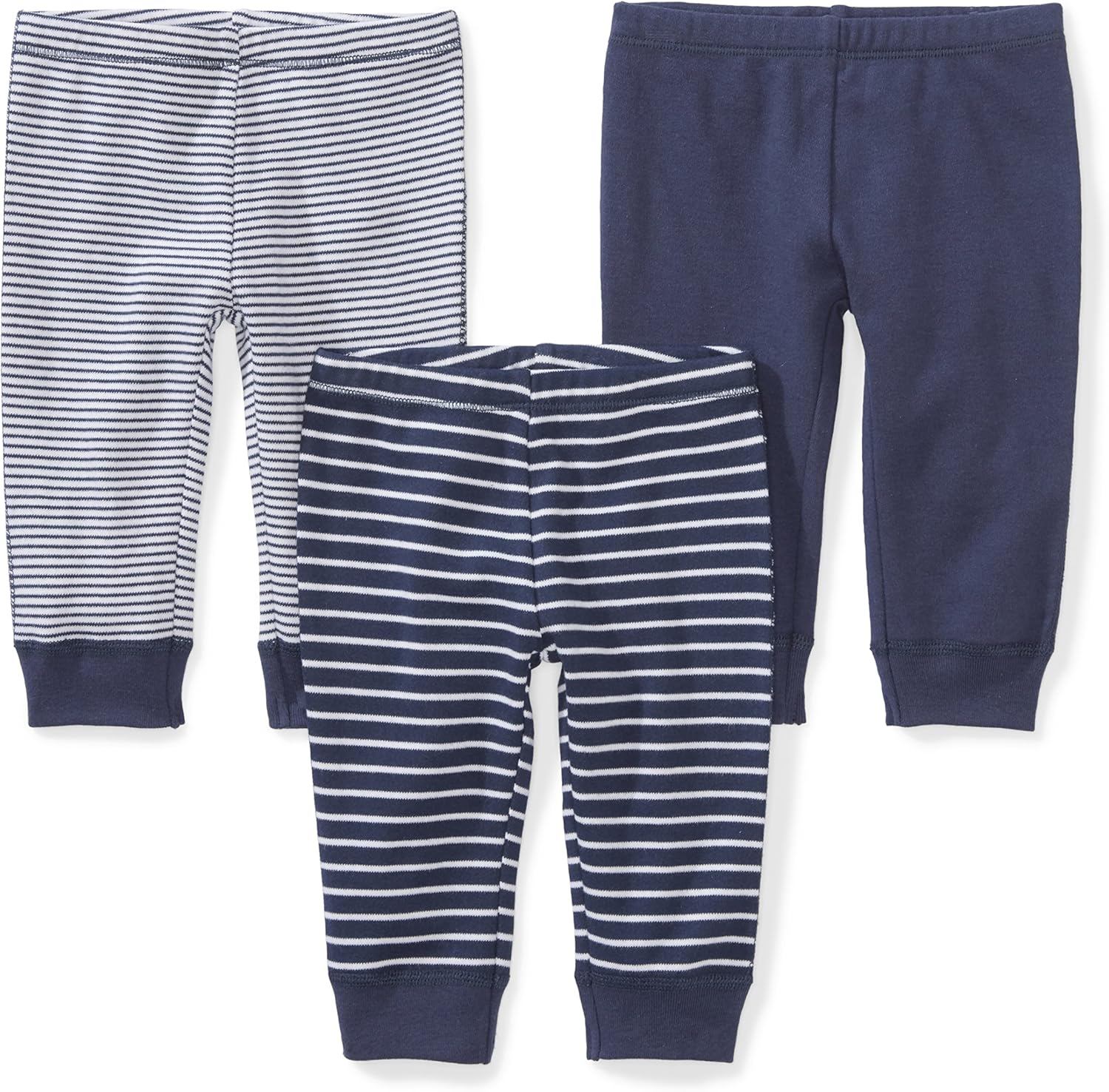 Moon and Back Baby Set of 3 Organic Pants, Navy Sea, Preemie: Clothing
