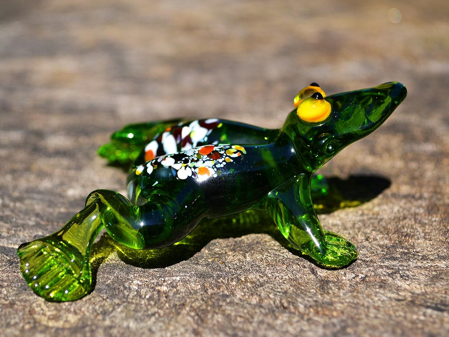 Green Glass Frog Figurine Animals Glass Froggy Sculpture
