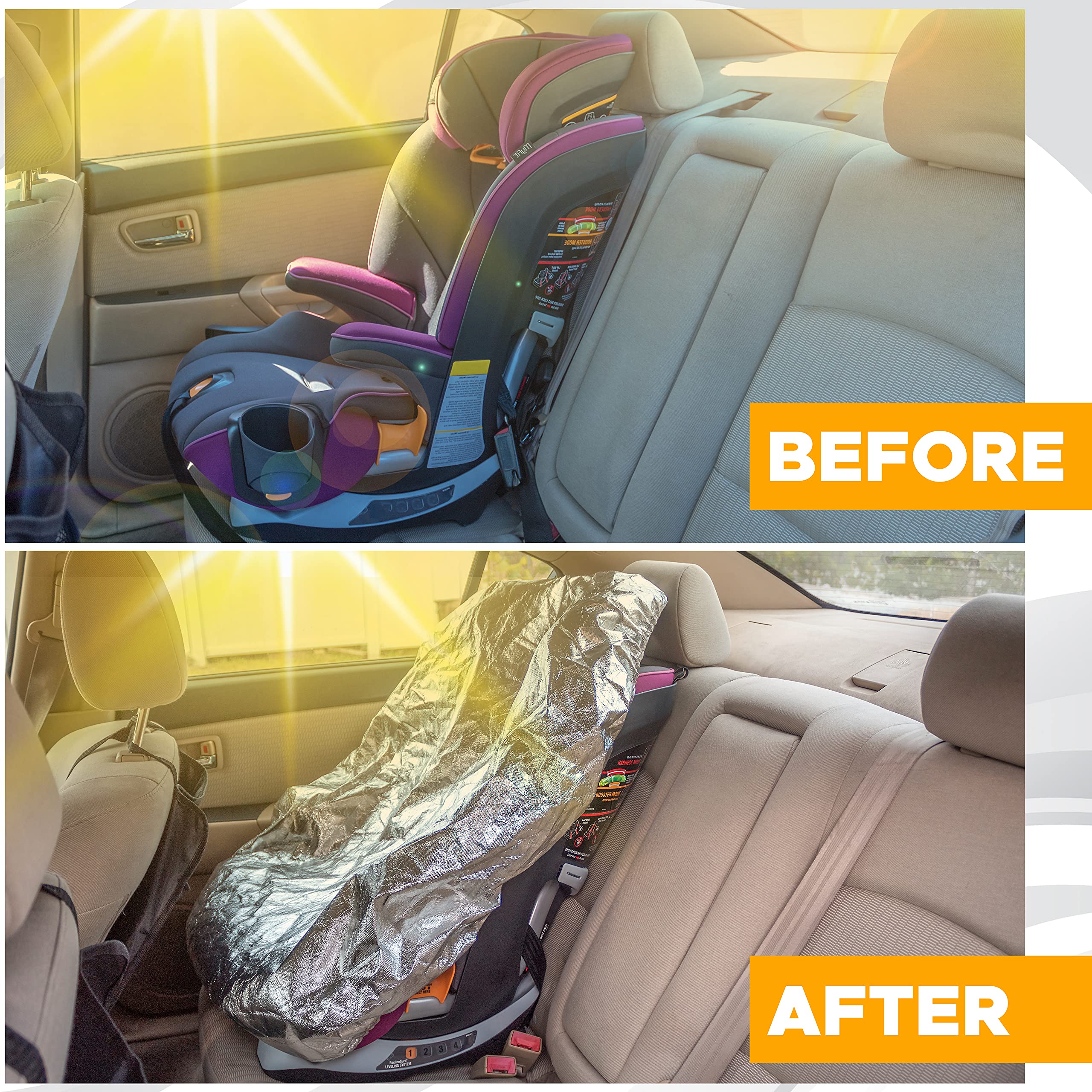 EcoNour Baby Car Seat Sun Shade Cover | Infant Carseat Heat Protector Keeps Toddler Seat at a Cool Temperature | Reflective car seat Sunshade Blocks Out Heat | Baby Travel Accessories