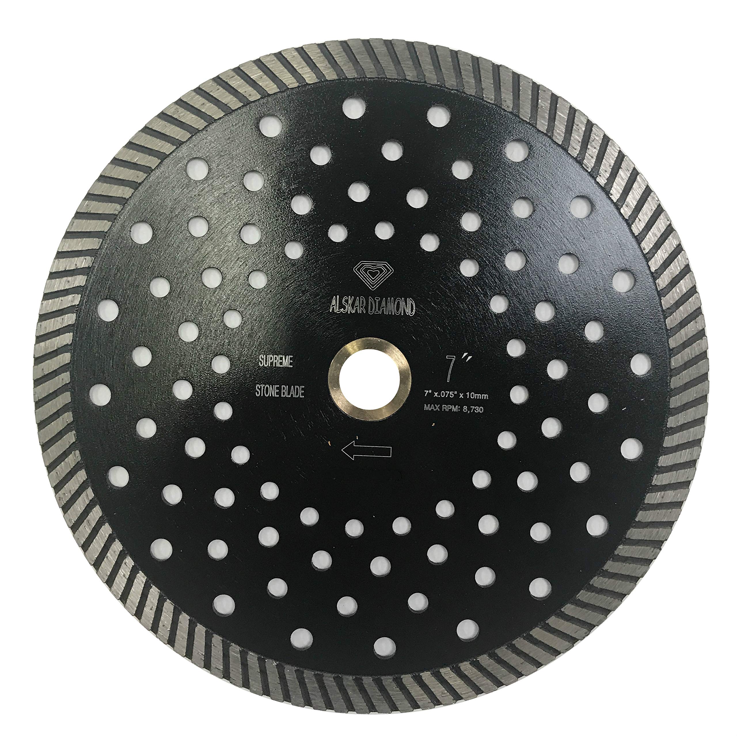 ALSKAR DIAMOND ADLGPC 7 inch Stone Cutting Premium Turbo Continuous Rim Diamond Blades for Granite (7")