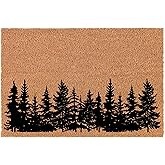 Welcome Doormat Coco Coir Door Mat Gift Forest Treeline (30" x 18")