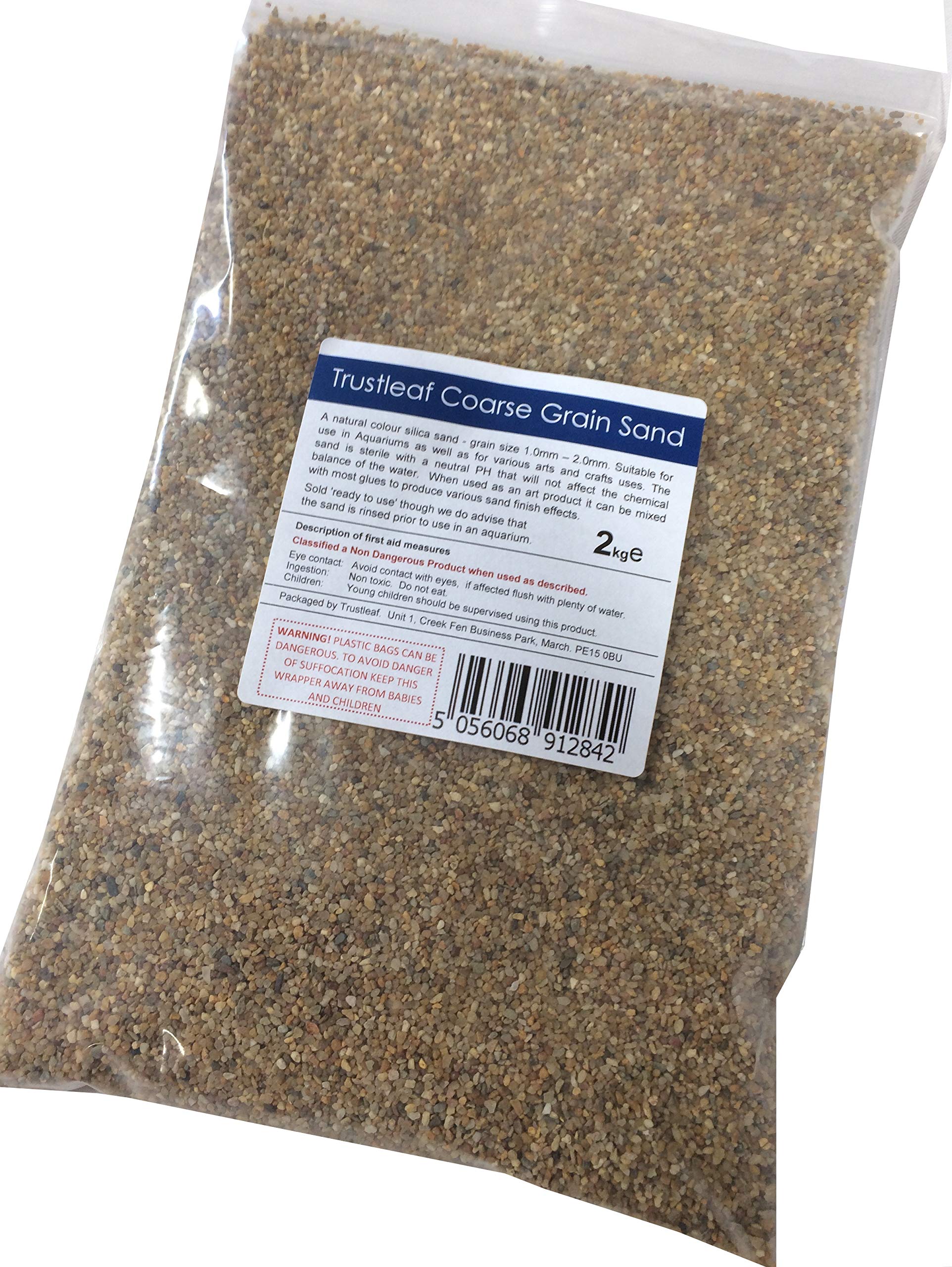 Trustleaf 2kg Natural Colour Silica Sand - COARSE GRAIN 1mm-2mm - Arts & Crafts - Aquariums