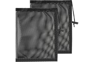 Mellbree Pond Pump Filter Bags, 2Pack 12"x 16" Upgraded Pump Barrier Bags with Drawstring Fountain Pump Mesh Bags for Outdoor Pond Filters Black Media Bags Windmill Water Pump Parts