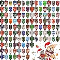 120 Pcs Christmas Dog Bandanas Bulk Dog Scarves Xmas Puppy Bandanas Pet Handkerchief Scarf Adjustable Holiday Dog Bandana for