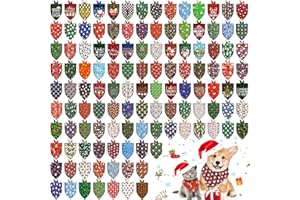 120 Pcs Christmas Dog Bandanas Bulk Dog Scarves Xmas Puppy Bandanas Pet Handkerchief Scarf Adjustable Holiday Dog Bandana for