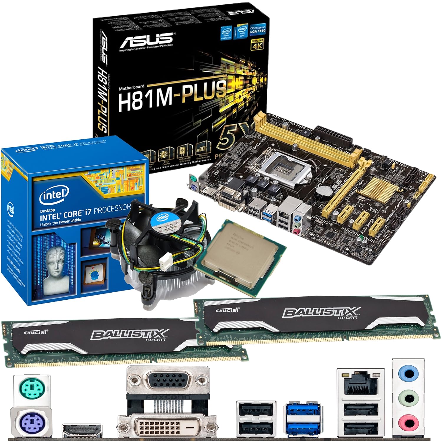 INTEL Core i7 4790 3.6Ghz, ASUS H81MPLUS Motherboard & 16GB 1600Mhz