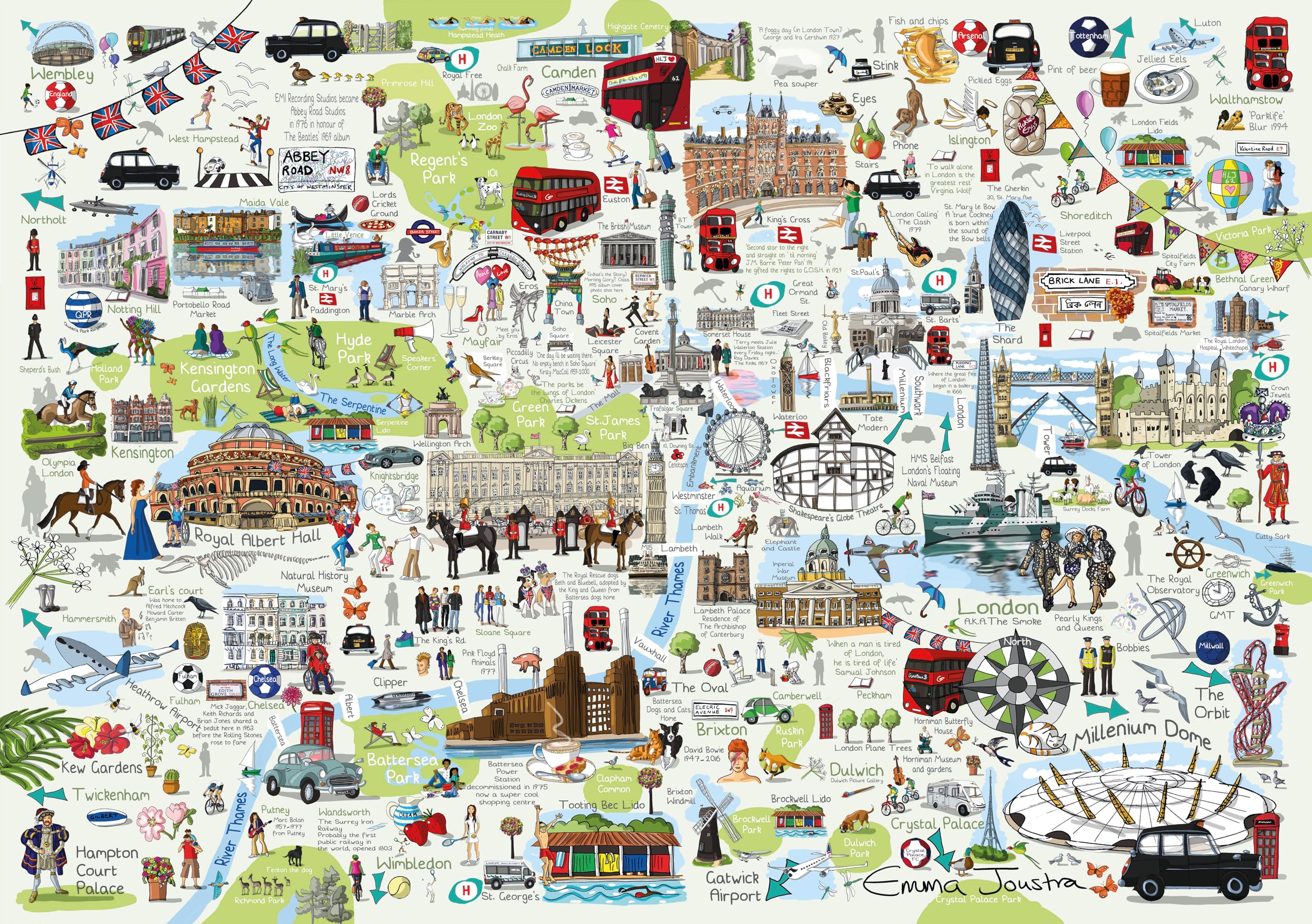 Tour of London 1000 Piece Jigsaw Puzzle; Emma Joustra art Collection; Eco-Friendly, Gift for Adults & Families
