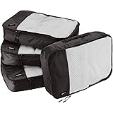 Amazon Basics 4 Piece Packing Travel Organizer Cubes Set - Medium, Black
