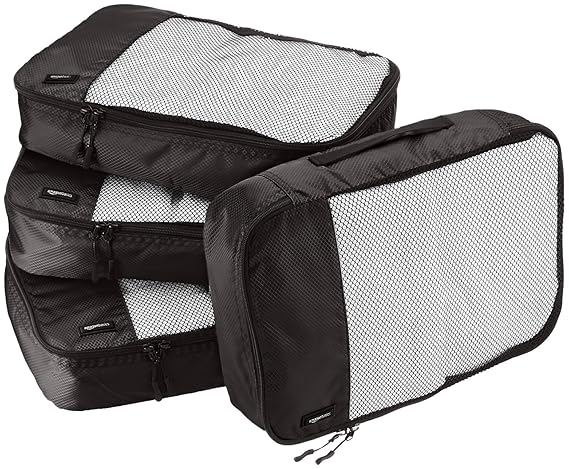 AmazonBasics Mittelgroße Kleidertaschen, 4 Stück, Schwarz