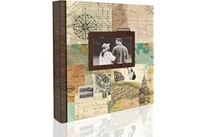 Holoary Photo Album 4x6 500 Photos 5 Pictures Per Page, with Photo Frame Window, 500 Pockets 4”x6”, Printed Book Cover Travel Design World Map Adventure Vacation Travel Photo Album