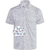 SKYNORA Golf Shirts for Men, Polo Shirts Short Sleeve Moisture Wicking Quick Dry Performance Print Golf Polo Shirts for Men