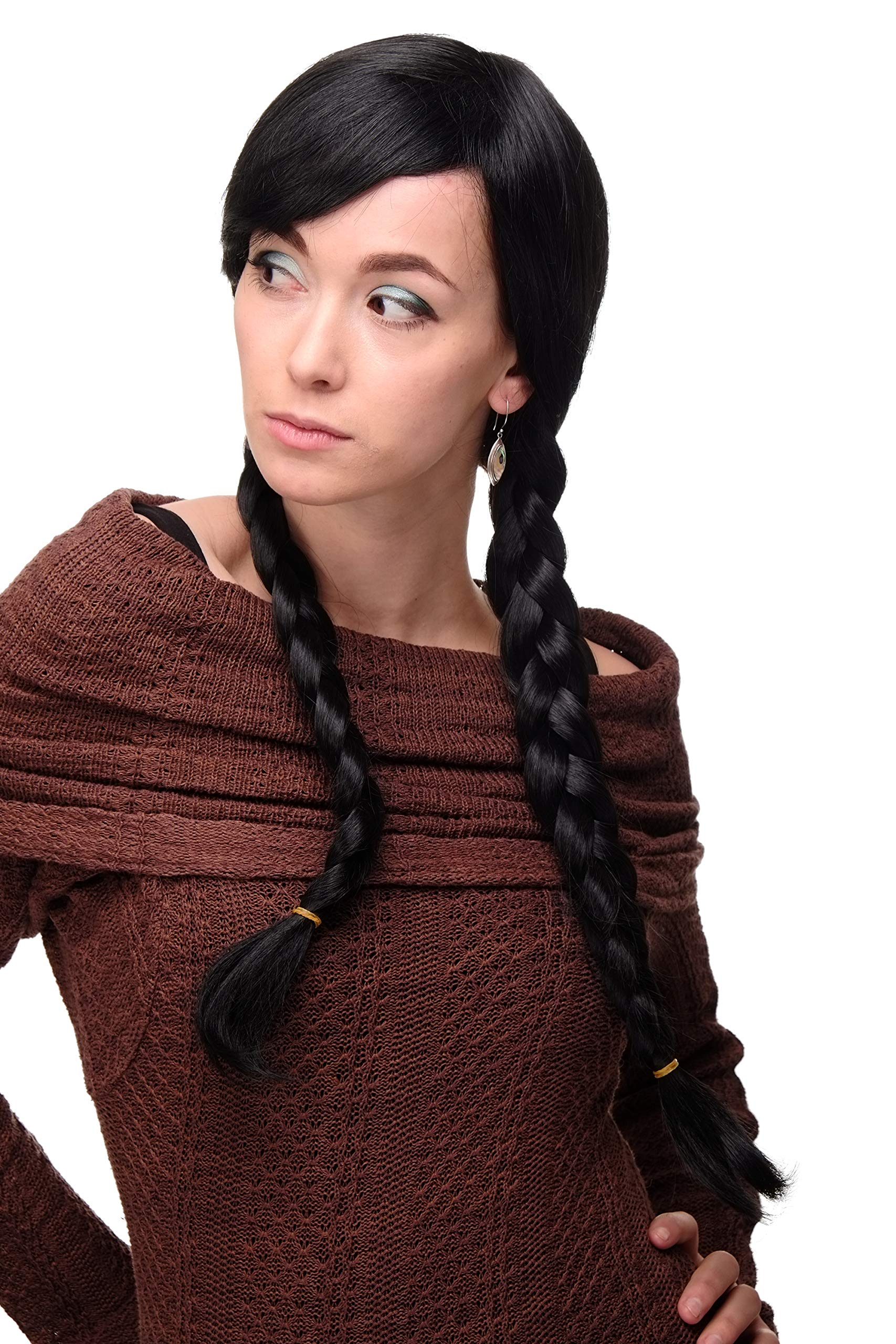 WIG ME UP 3446-1B Lady Quality Wig Cosplay long braided pigtails braids Schoolgirl Harajuku Japan Gothic Lolita black