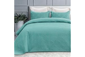 Whale Flotilla Soft Quilt Set King Size, 3-Piece Lightweight Modern King Quilt Bedding Set Bedspreads Coverlets for All Seasons, Turquoise
