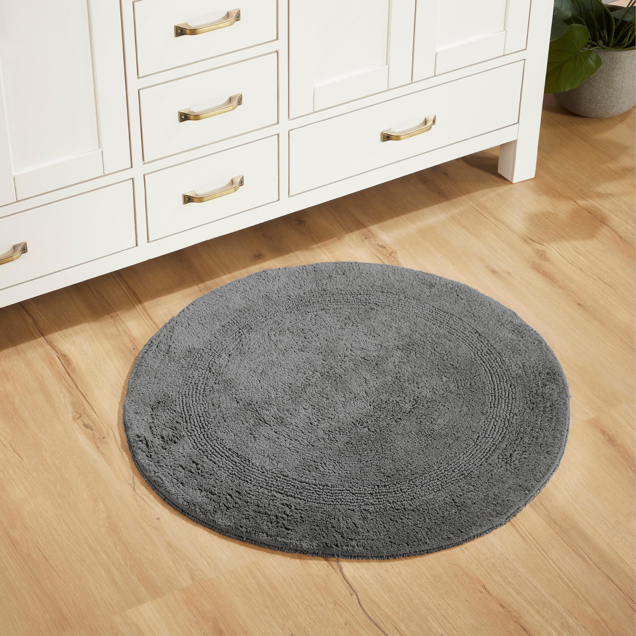 Better Trends 100% Cotton Lux Collection Bath Mats, Blue Bath Mat -Tufted, Ultra Soft, Plush & Absorbent Bath Mat Rug, in Gray Colors, Size 30" Round Bath mat