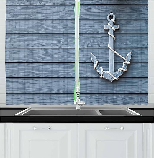 Amazon Com Ambesonne Nautical Kitchen Curtains Anchor With