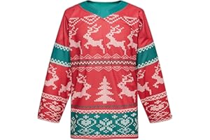 EALER Christmas Sublimated Practice Hockey Jersey Jacket with elk and Snow for Men and Boys