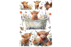 EUROPEAN EXCELLENCY Rice Paper for Decoupage A4, Decoupage Paper Vintage, Vintage Paper, Rice Paper for Crafts Farmhouse, Highland Calf – 2 Sheets