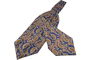 Elfeves Men's Paisley Floral 100% Silk Cravat Ties Hademade Formal Jacquard Woven Ascot