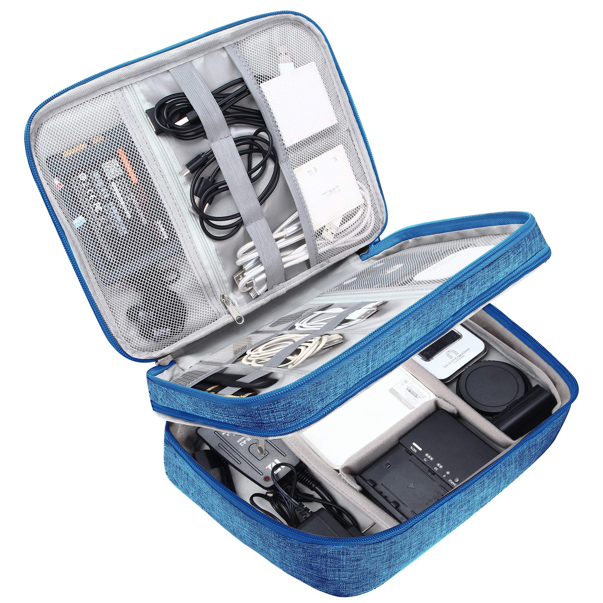 Photo 1 of SELLYFELLY Electronic Bag Travel Cable Accessories Bag Waterproof Double Layer Electronics Organizer Portable Storage Case for Cable, Cord, Charger, Phone, Adapter, Power Bank, Kindle, Hard Drives