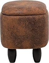Beliani Hippo Stool Brown Faux Leather Storage Solid Wood Kids Furniture view 6