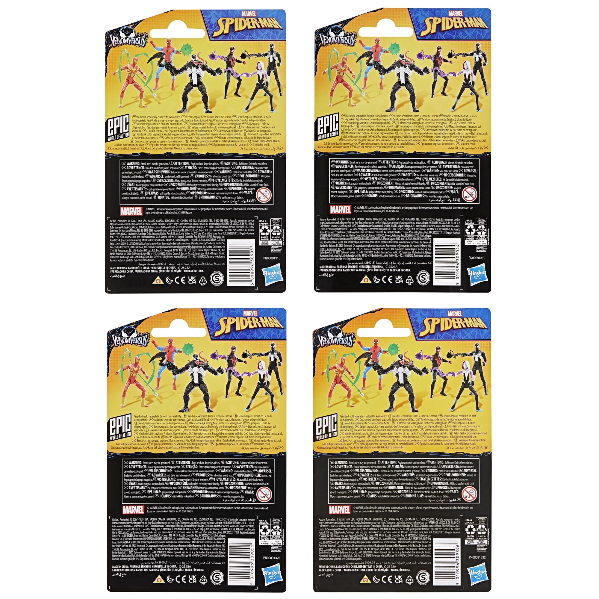 Spider-Man Marvel VenomVersus Epic World of Action, Miles Morales, Iron Spider & Venom, Superhero Toys, Action Figure 4-Pack (Amazon Exclusive)