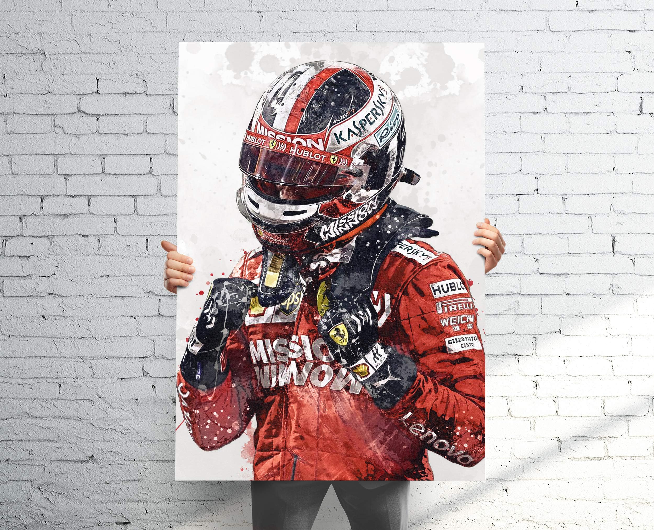 TopShelfPrints Charles Leclerc Ferrari Poster/Canvas Print - F1 Racing Artwork - Kids Wall Decor - Man Cave - Sports Decor