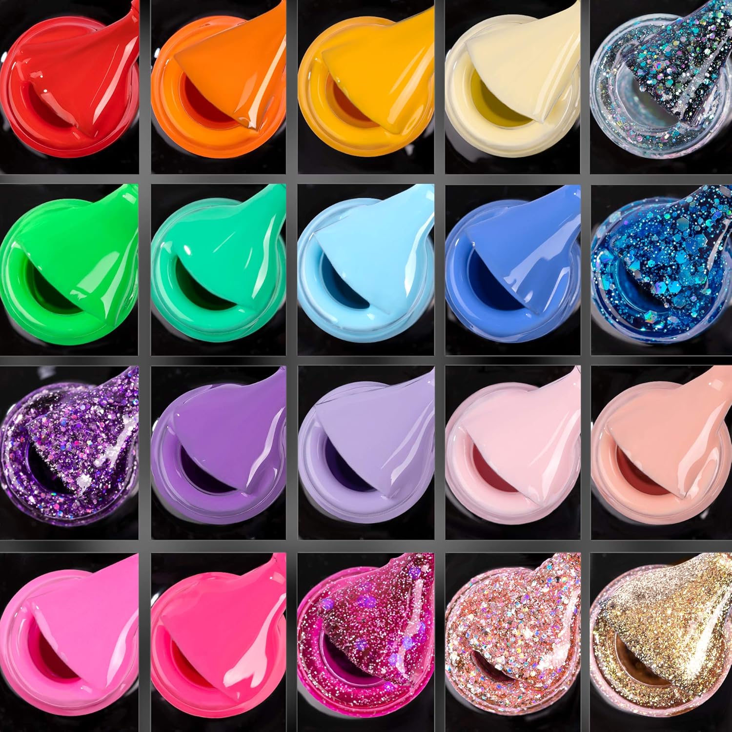 Beetles Pack of 23 Rainbow Summer Gel Nail Polish Kit, Soak Off LED Lamp Gel Nail Polish Set Glitter Nude Gel Polish Starter Kit with Glossy & Matte Top Gel Base Coat Kaleidoscope Collection Nail Art : Beauty