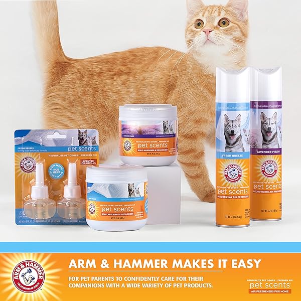 ARM & HAMMER FOR PETS AIR CARE PET SCENTS DEODORIZING GEL BEADS, PET ODOR ELIMINATOR FOR ROOMS CLOSETS AND SMALL SPACES WITH LONG LASTING ODOR CONTROL, FRESH BREEZE SCENT, 12 OZ