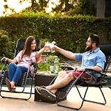 Aspect Zero Gravity Chairs Set of 2 Sun Loungers Folding with Cup Holder Black view 6