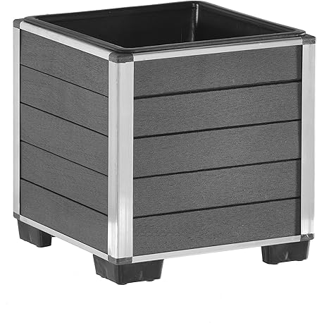 Everfloor Pflanzkubel Pflanzgefasse Blumenkubel Blumentopf Fur Blumen Etc Wpc 26 X 26 X 27 Cm Fur Innen Und Aussen Wasserdichter Kunststoffeinsatz Anthrazit Amazon De Garten