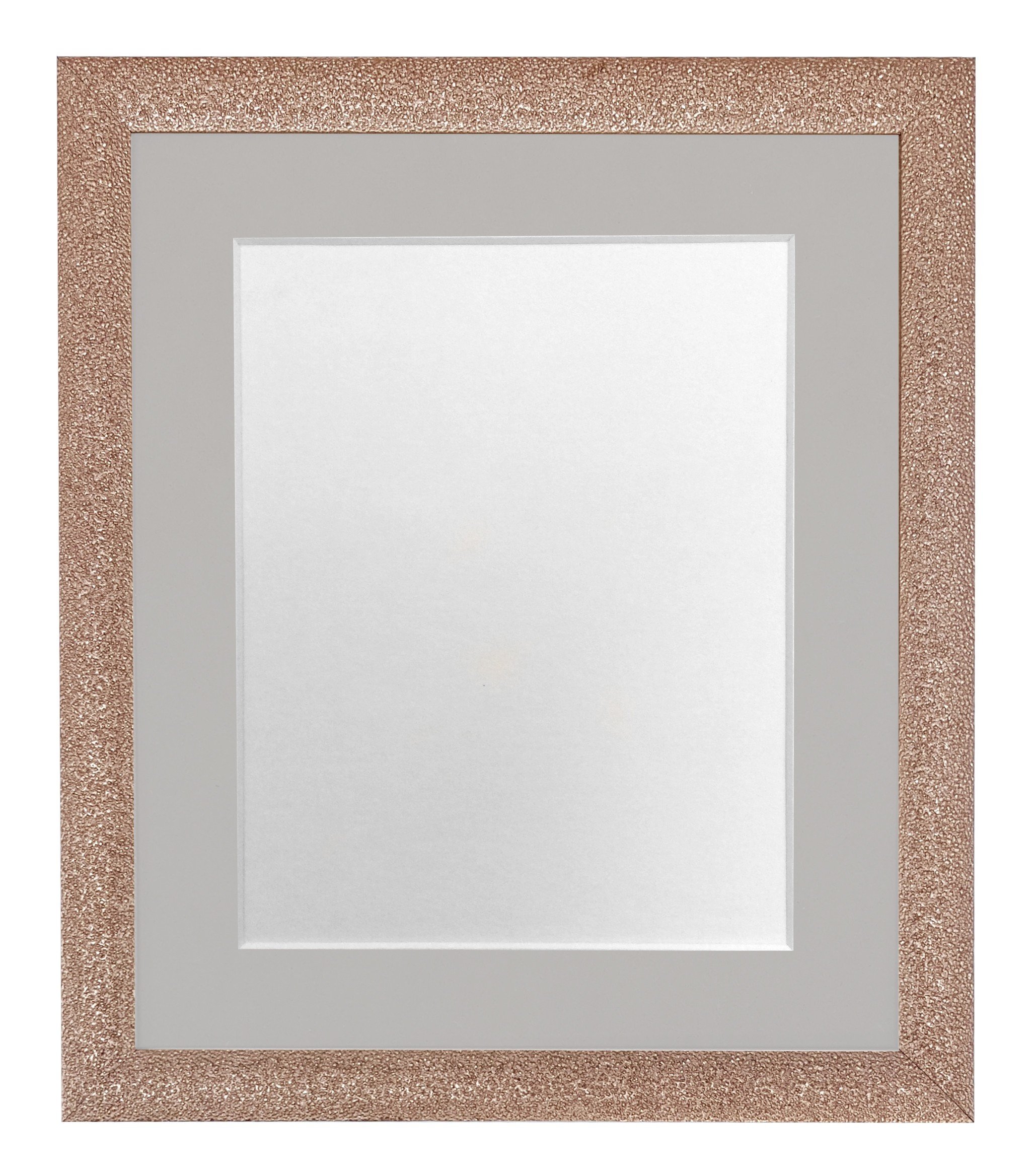 FRAMES BY POST Glitz Rose Gold Picture Photo Frame with Light Grey Mount 24 x 18 Image Size 18 x 12 Inch Plastic Glass — image 1