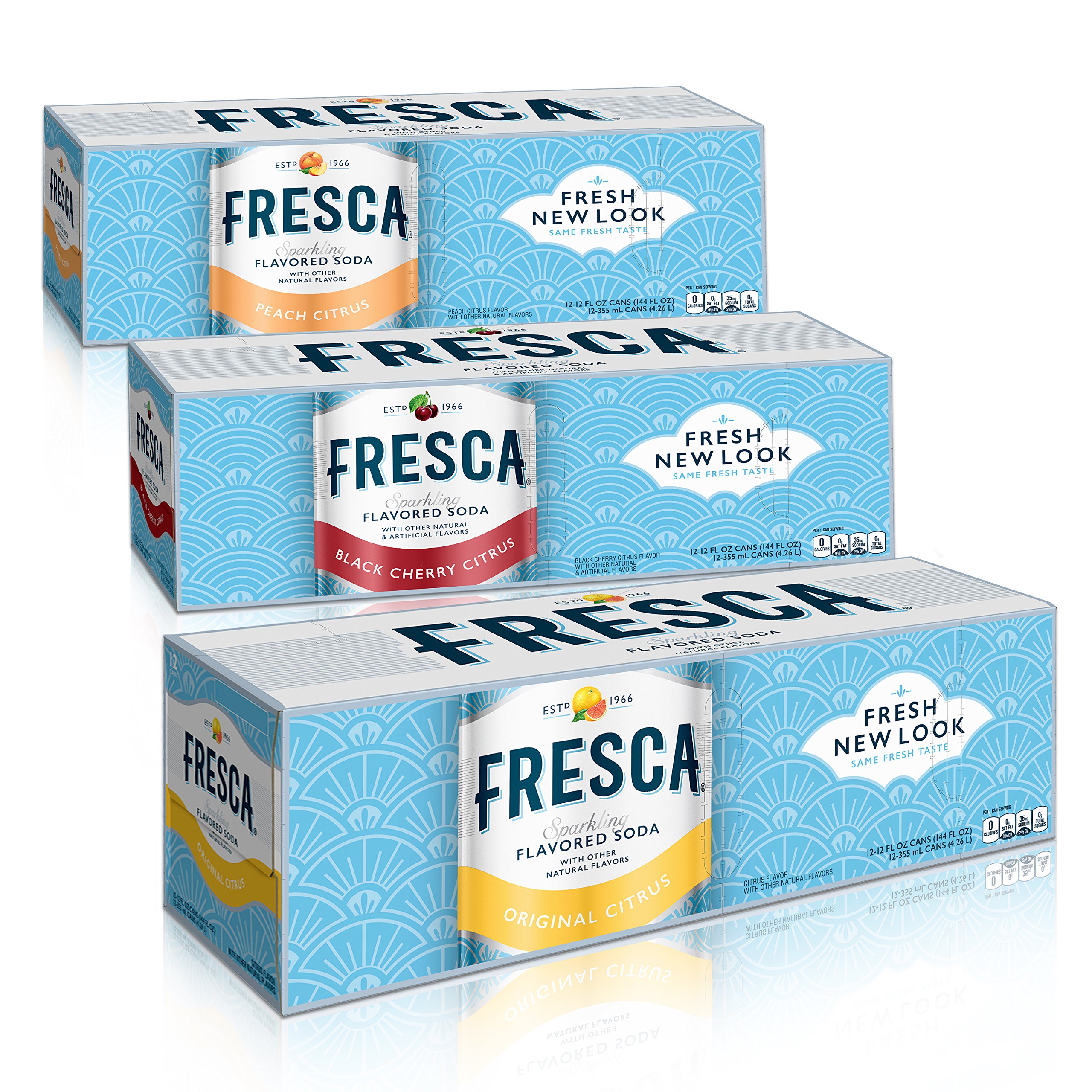 FRESCA Fridge Pack Bundle (Original, Peach, Black Cherry), 12 fl oz, 36