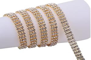 KAOYOO 3 Rows 1 Yard Crystal Rhinestone Close Chain Trim for Sewing Craft,DIY Decoration,4.0mm/0.16"