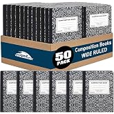 Trail maker (50 Pack Bulk Composition Notebooks, Wide Ruled Marble Cover, 200 Pages (100 Sheets), 9.75 x 7.5, Bulk School Supplies for Classroom, Office &amp; School Donations
