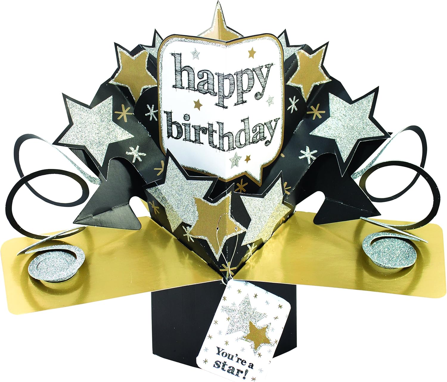 Suki Gifts International Pop Up Card Happy Birthday Stars, Multi-Colour, 13 x 21 x 19 cm (19414)