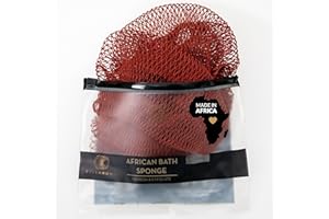 BELLANOMI African Exfoliating Net Sponge, Authentic, Ethically sourced from Nigeria, 45 inches Long, Back Scrubber for Daily use (Copper Brown)