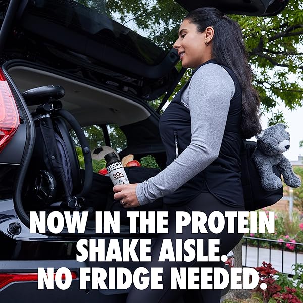 OIKOS PROTEIN SHAKE, CHOCOLATE, 30G HIGH PROTEIN DRINKS, SHELF STABLE, READY TO DRINK, 5G PREBIOTIC FIBER, 12 FL OZ BOTTLE, 12 COUNT​