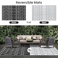 Smiry Outdoor Rug 5x8 ft, Waterproof Reversible