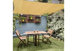 Colegence 8'x12' Rectangle Sun Shade Sail, Permeable Shade Sails HDPE UV Block Sunshade Outdoor Patio Canopy Sun Cover for Backyard, Garden, Porch, Sand