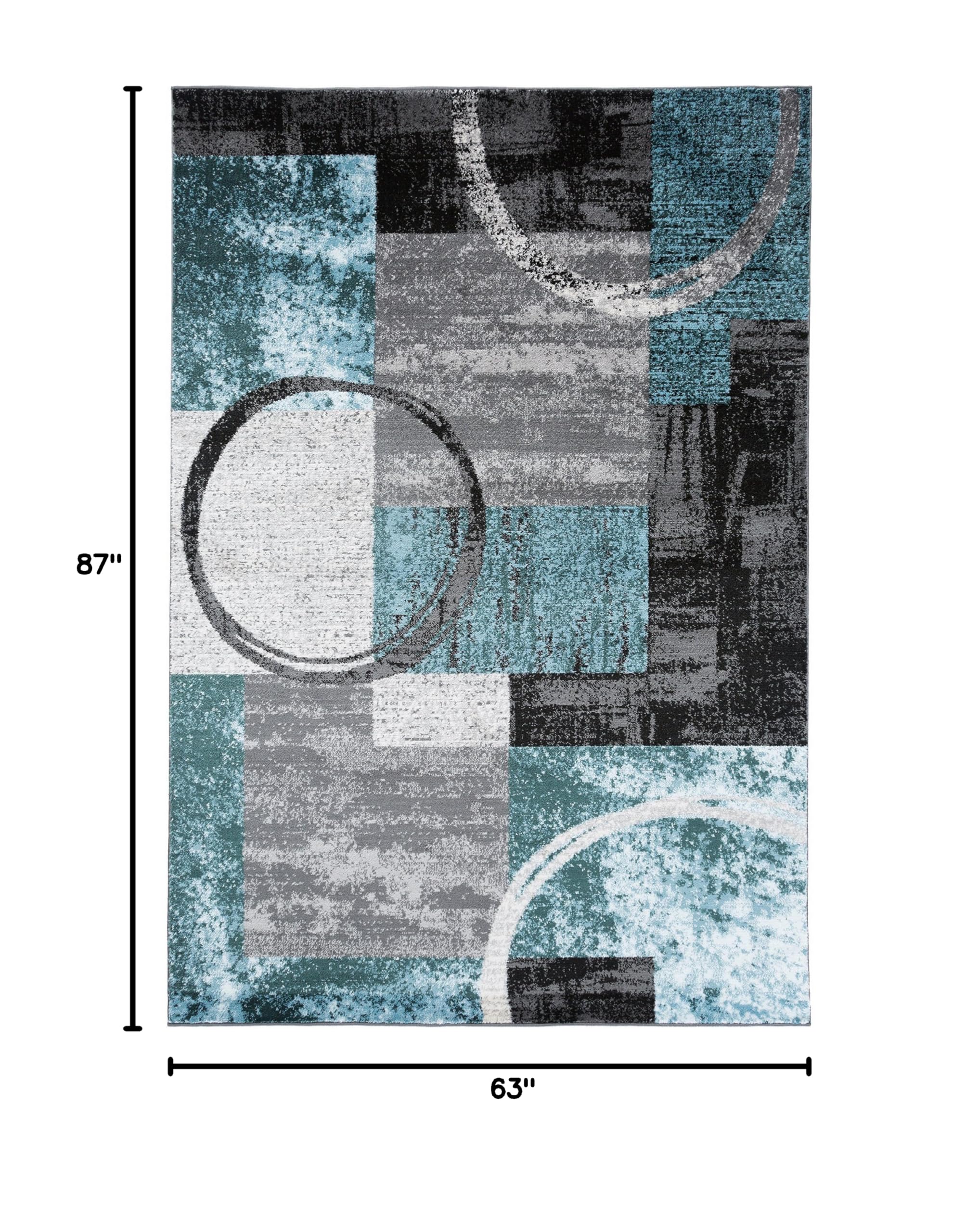 Rugshop Contemporary Abstract Circle Design Soft Area Rug 5'3