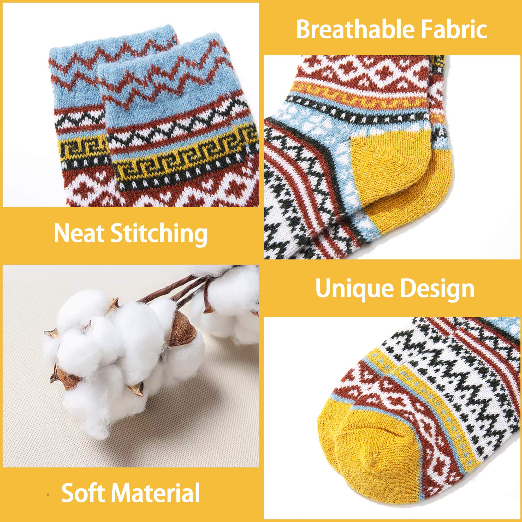 ICEIVY Socks Women, Soft Knit Wool Winter Thick Warm Cabin Fuzzy Crew Women Socks 5 Pack