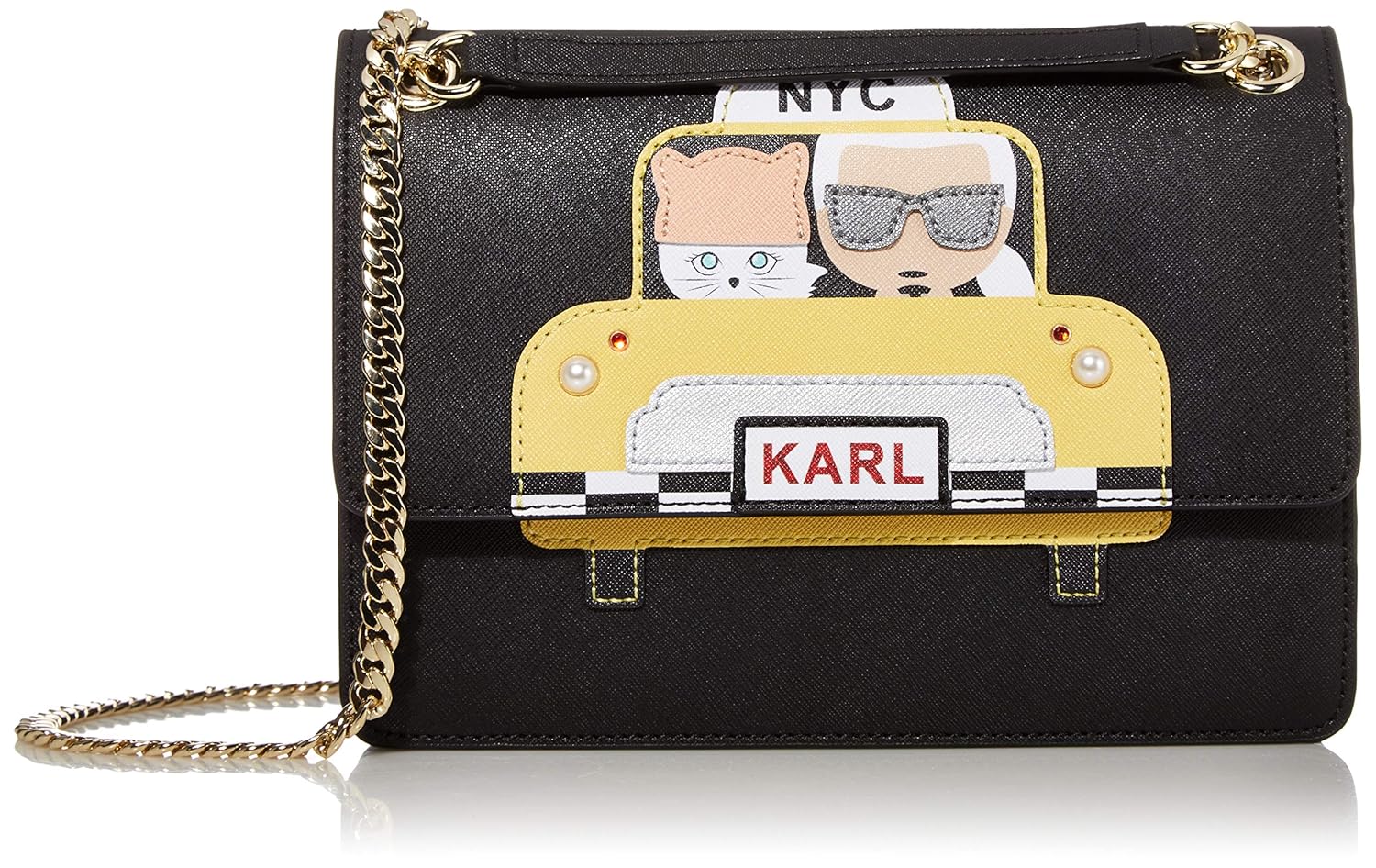 Karl Lagerfeld Paris Maybelle Novelty Flap Shoulder Bag, Taxi Yellow