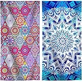 Genovega 2 Packs Oversized Terry Beach Towel Set 36 x 72 Soft Thin Extra Large Big Pool Camping Swim Bulk Towels Blanket Vacation Clearance XL Essentials Cruise Accessories Necessities Adult