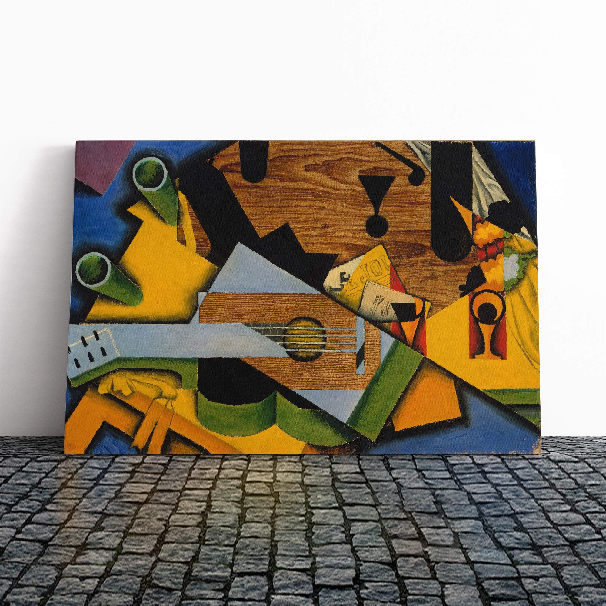 Juan Gris Still Life with Guitar Canvas Print | Gallery Wrapped 30mm Frame Wall Art | 20x14 inches | Ready to Hang | Modern Still Life Picture | Living Room Bedroom Lounge Office