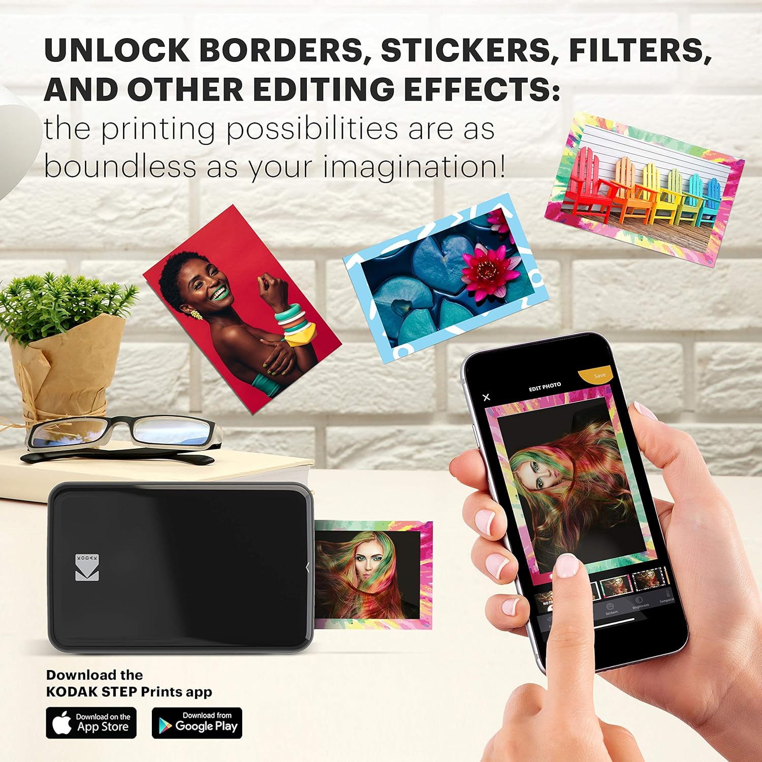 Kodak Step Wireless Mobile Photo Mini Printer (Black) Compatible w/iOS & Android, NFC & Bluetooth Devices : Electronics