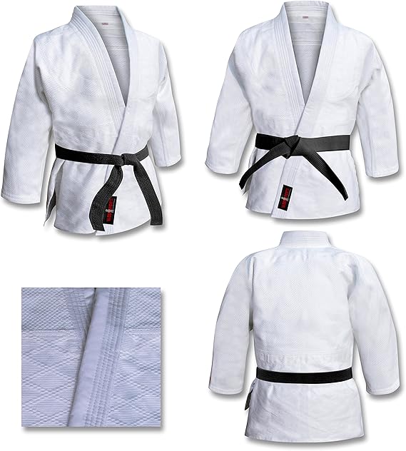 Vsports Traje de judo blanqueado uniforme de judo blanco, trajes de