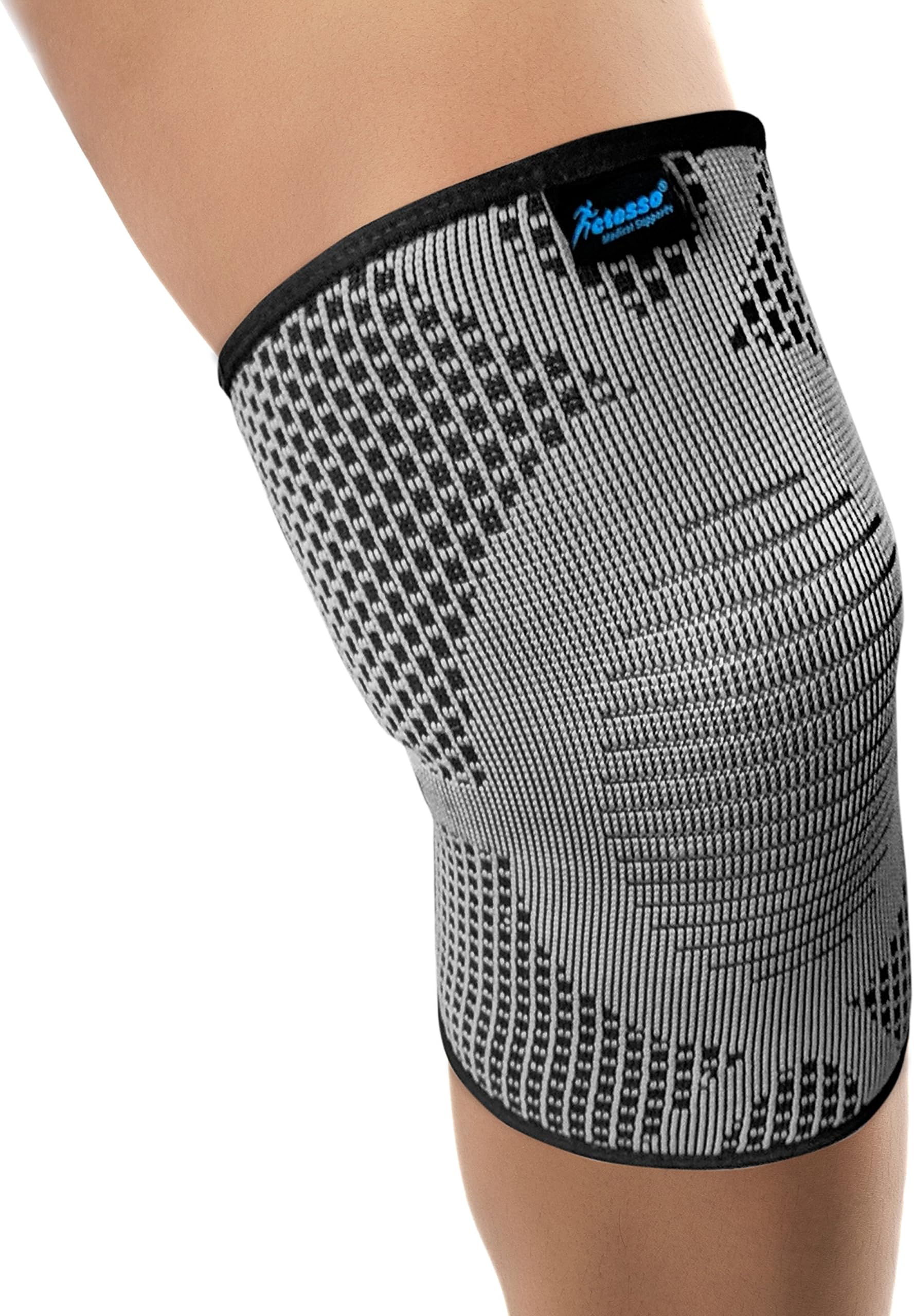 Copper Knee Support Brace Sleeve Support - Elastic Compression for Sprains & Pain, Ligament Injury, Gym Sports Running & Football for Men & Women (Grey, Large)