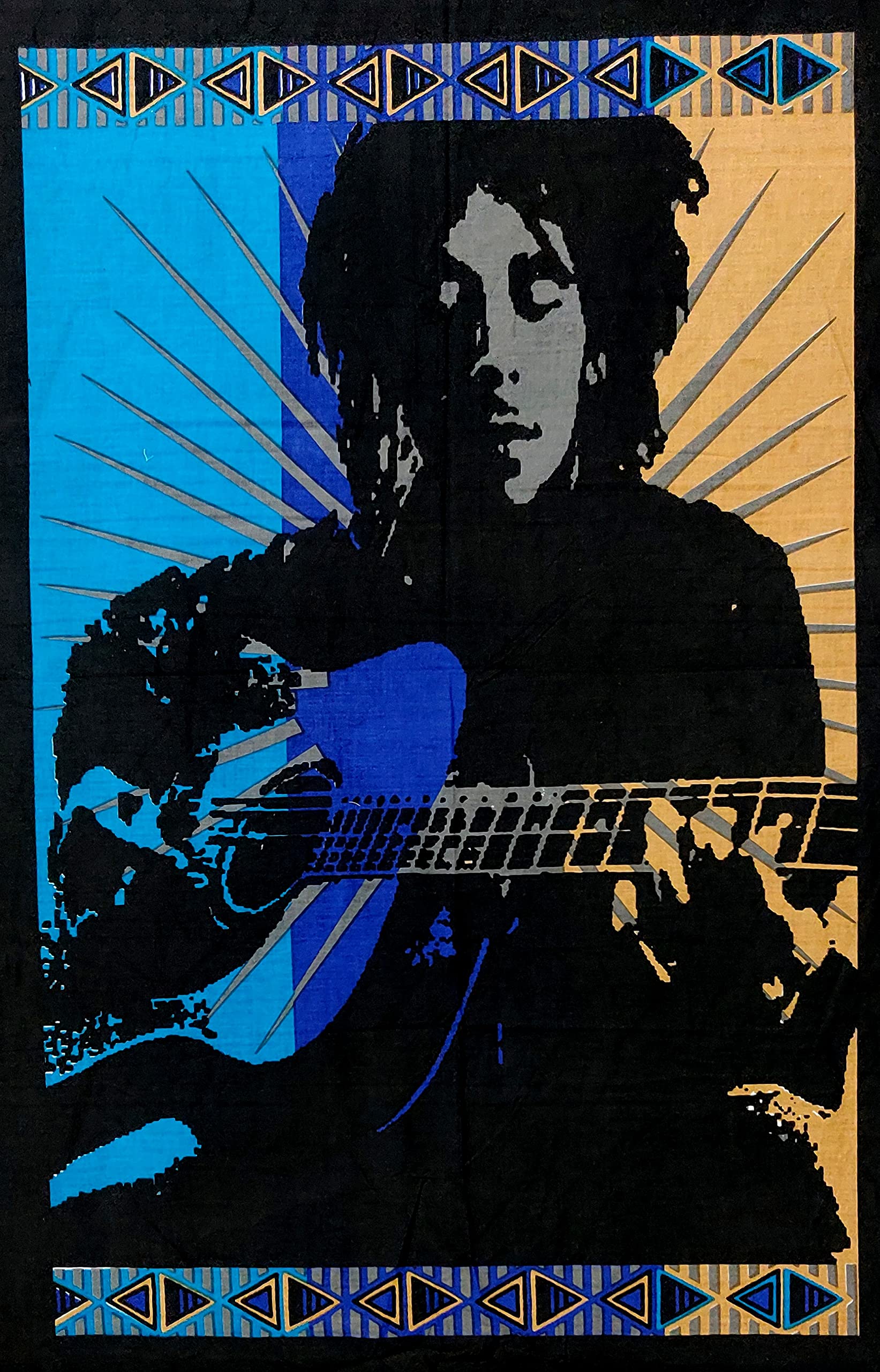 ICC Bob Marley Poster 30x40 In Hippie Bohemian Tapestry Psychedelic Flag Gift Wall Hanging Dorm Decor Blanket Tapestries Hippy Hippie Rasta Reggie Collage Mat Decoration Guitor Blue